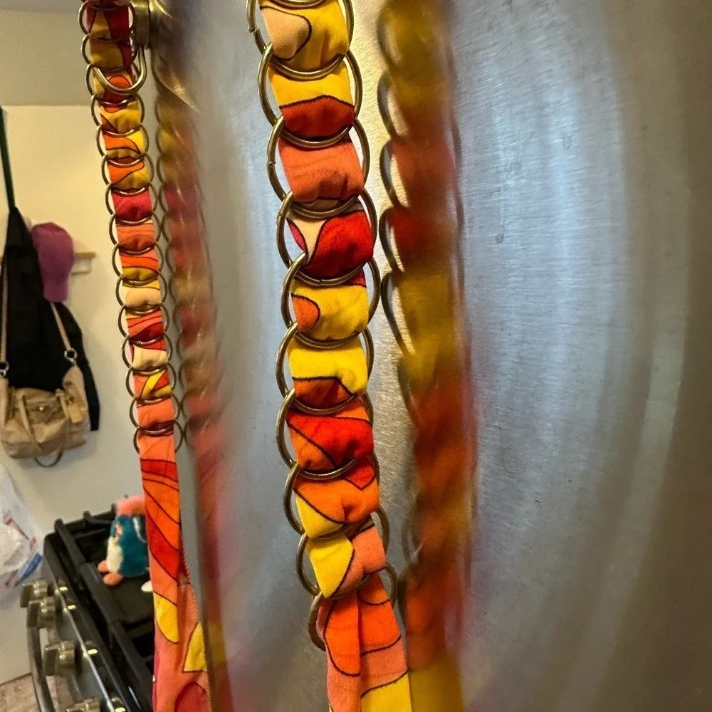 Bold vibrant hippie-chic,festival belt tie closure 29in total 20 w hardware